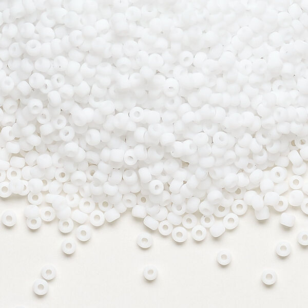 Seed bead, Dyna-Mites™, glass, pkg/1/2kg, #11 round, opaque matte white, (743MA 11/0 RR). image number 0