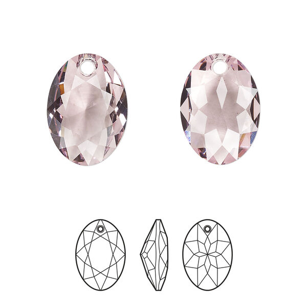 Drop 1pk light amethyst, Crystal Passions® 16mm pendant elliptic cut 6438 image number 0