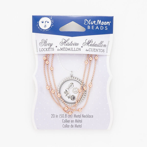 Necklace, rose gold-finished "pewter" (zinc-based alloy) and steel, 1.2mm and 3mm ball, 20 inches with 4-inch extender chain and lobster claw clasp. Sold individually. image number 0