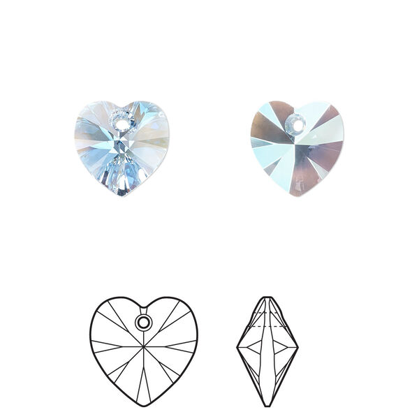 Drop 4pk aquamarine shimmer, Crystal Passions® 10mm pendant heart 6228 image number 0
