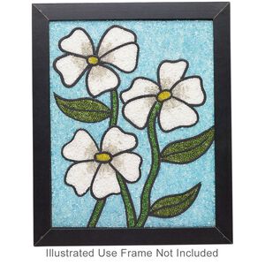 Sabrina Frey Bead Mosaic™ Starter Kit, glass / medium-density fiberboard / glue, pkg/1, multicolored, 8x10 inches with "Flower" design.