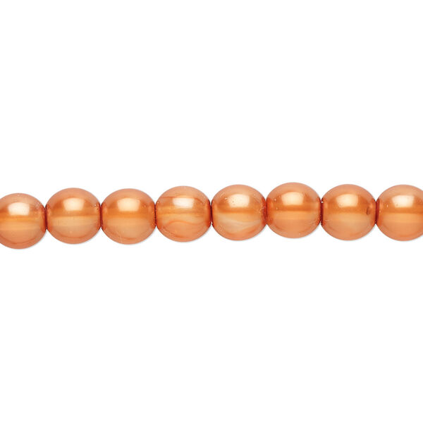 Bead, Czech pearl-coated glass druk, copper, 6mm round. Sold per 15-1/2" to 16" strand. image number 0