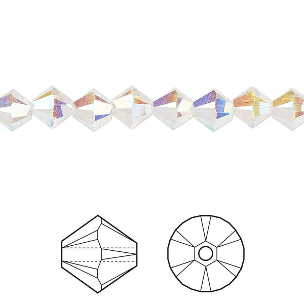 Bead 24pk crystal AB 2X, Crystal Passions® 6mm bicone 5328 image number 0