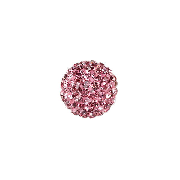 Bead, glass rhinestone / epoxy / resin, dark pink, 14mm round. Sold individually. image number 0