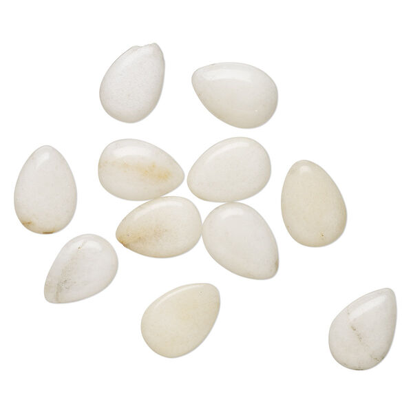Bead, snow quartz (natural), 17x11mm-18x12mm top-drilled puffed teardrop, D grade, Mohs hardness 7. Sold per pkg of 11. image number 0