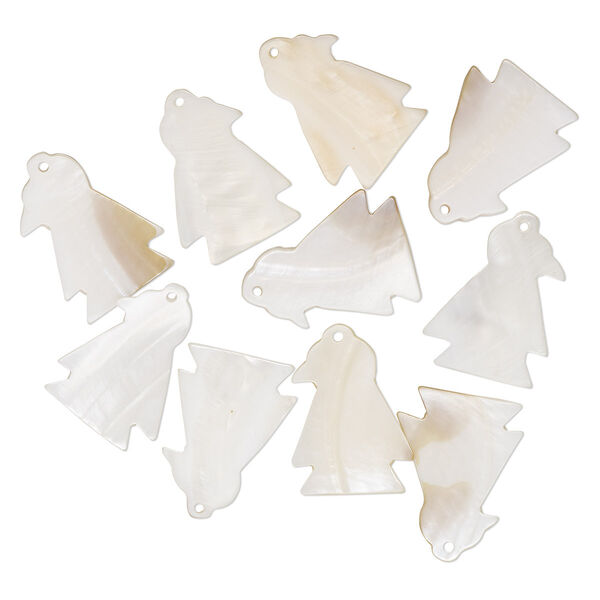Focal, mother-of-pearl shell (natural), 39x29mm-40x29mm penguin, Mohs hardness 3-1/2. Sold per pkg of 10. image number 0