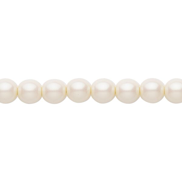Bead, Czech pearl-coated glass druk, opaque iridescent light cream, 6mm round. Sold per 15-1/2" to 16" strand. image number 0