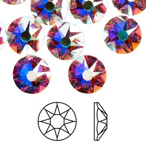 Flat back 96pk crystal AB foil back, Swarovski® 10.912-11.304mm rose round SS48 2088