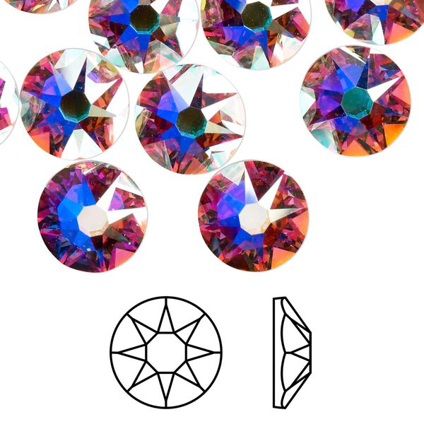 Flat back 96pk crystal AB foil back, Swarovski® 10.912-11.304mm rose round SS48 2088 image number 0