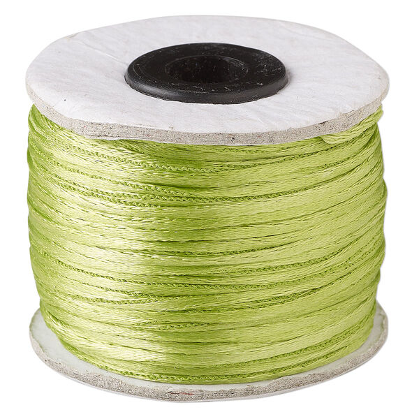 Cord, Satinique™, satin, apple green, 1mm. Sold per 200-foot spool. image number 0