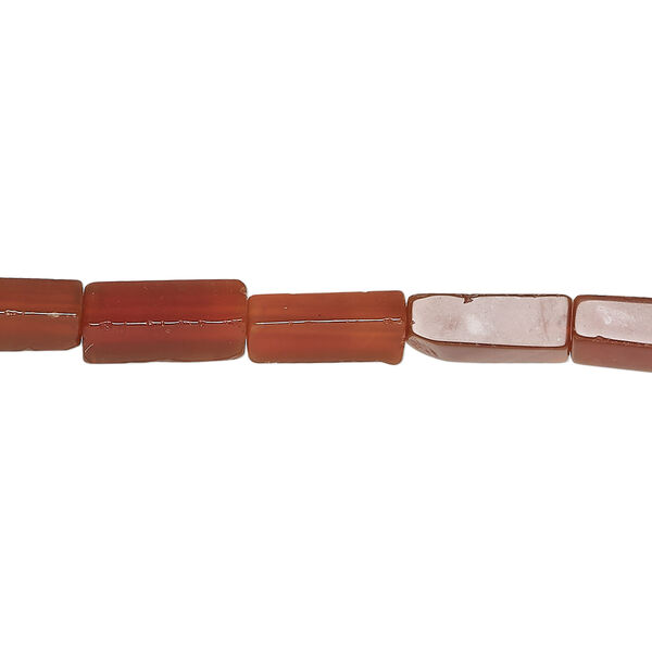 Red agate 1pkg1, square tube bead, 15 inch 10x4mm-11x5mm dark image number 0