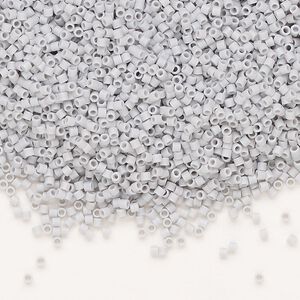 Seed bead, Delica®, glass, pkg/7.5g, #15 round, opaque matte rainbow ghost grey (DBS-1598).