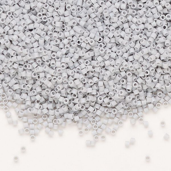 Seed bead, Delica®, glass, pkg/7.5g, #15 round, opaque matte rainbow ghost grey (DBS-1598). image number 0