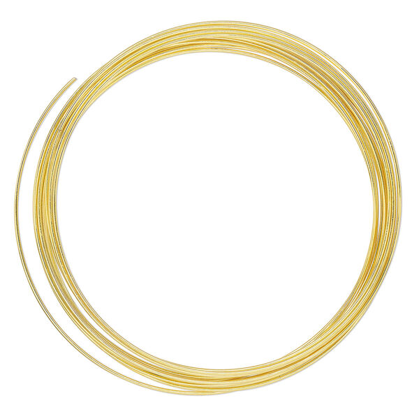 Memory wire, gold-plated high carbon steel, 2-1/4 inch bracelet, 0.7mm thick. Sold per pkg of 12 loops. image number 0
