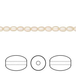 Pearl 500pk light gold, Swarovski® 4x3mm rice 5824