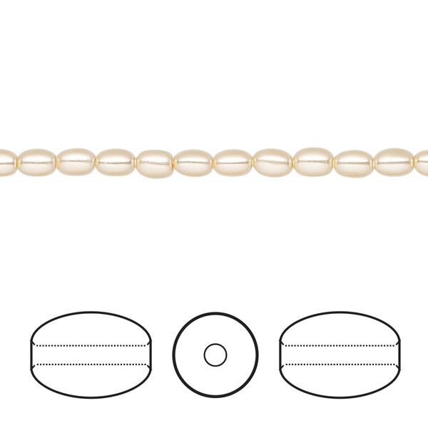 Pearl 500pk light gold, Swarovski® 4x3mm rice 5824 image number 0