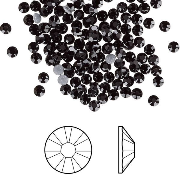 Flat back 144pk jet foil back, Crystal Passions® hotfix rhinestone 2.7-2.9mm rose round SS10 2038HF image number 0
