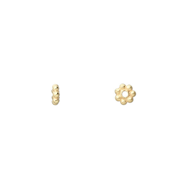 Bead, "vermeil," 5x1mm beaded rondelle. Sold per pkg of 12. image number 0