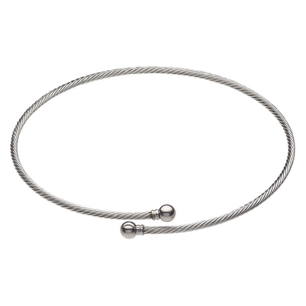 Neckwire, stainless steel, 3.5mm twisted cable, 16 inches with 8mm twist-off ball ends. Sold individually. image number 0