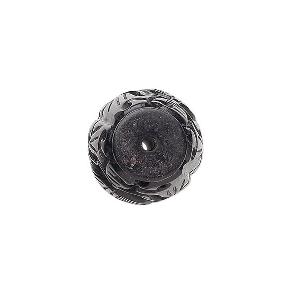 Jet 1pkg1, hand-carved oval bead natural 29x16mm image number 1