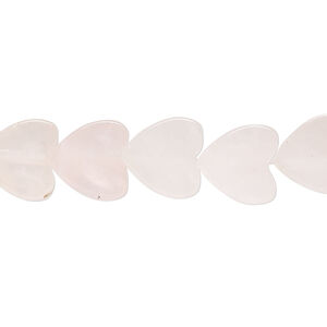 Rose quartz 1pkg1, flat heart bead natural, 15.5-16 inch 10mm