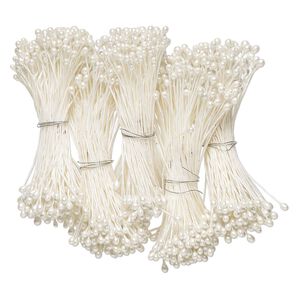 Hair pin, steel and acrylic, opaque white, 3 inches with 4x2mm teardrop. Sold per 20g pkg, approximately 725 hair pins.