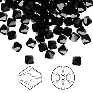 Bead 144pk jet, Crystal Passions® 5mm bicone 5328