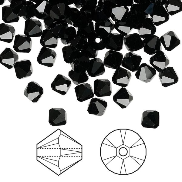 Bead 144pk jet, Crystal Passions® 5mm bicone 5328 image number 0