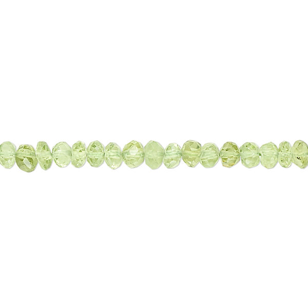 Bead, peridot (natural), 4x2-5x3mm faceted rondelle, B grade, Sold per 15.5-16 inch strand. image number 0