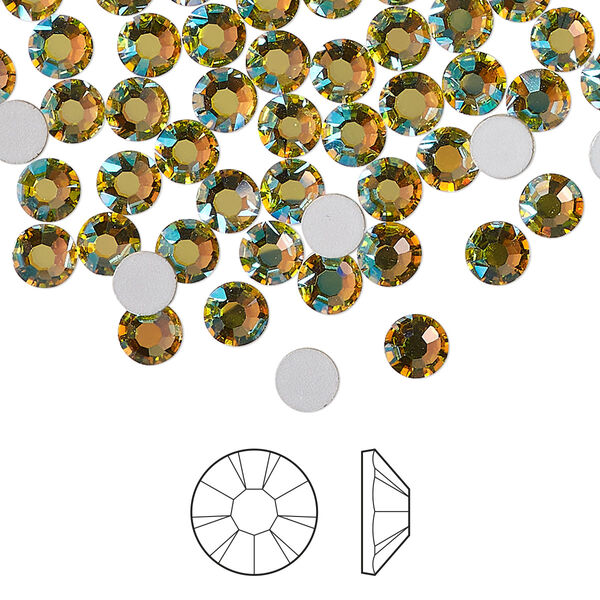 Flat back 1440pk acid yellow AB foil back, Preciosa MAXIMA Czech crystal rhinestone 4.6-4.8mm chaton rose round SS20 image number 0