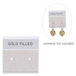 Earring card, flocked plastic, grey and black, 1x1-inch square with "GOLD FILLED." Sold per pkg of 25.