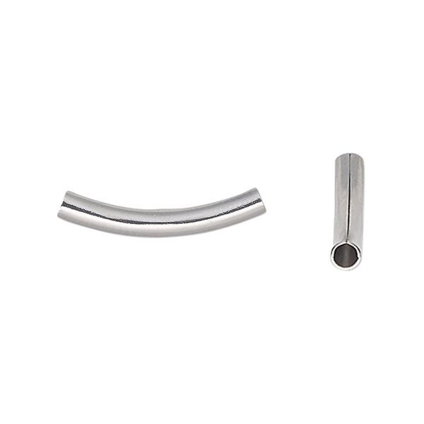 Bead, stainless steel, 22x3mm curved tube. Sold per pkg of 10. image number 0