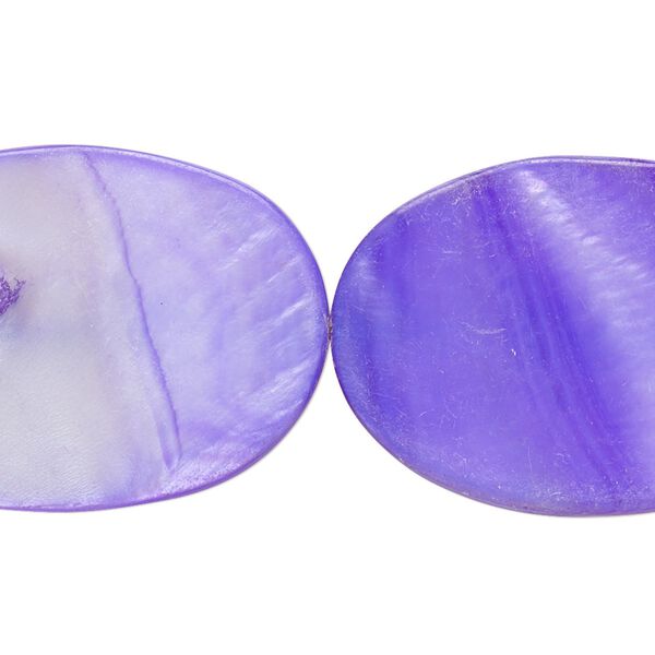 Bead, mother-of-pearl shell (dyed) 1pkg1, grape, 34x25mm-35x25mm flat oval, 15 inches. image number 0