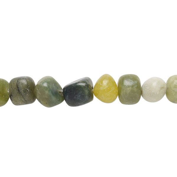 Bead, multi-serpentine (natural), small chip and small to large pebble, Mohs hardness 2-1/2 to 6. Sold per 15" to 16" strand. image number 0
