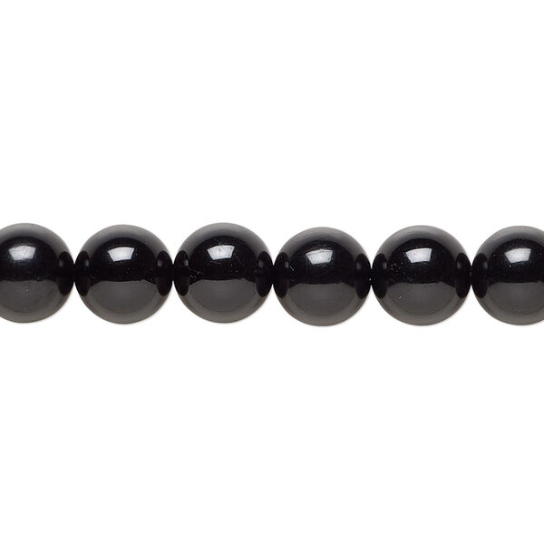 Bead black tourmaline 1pk 8mm round, B+ grade natural, 15.5-16 inch image number 0