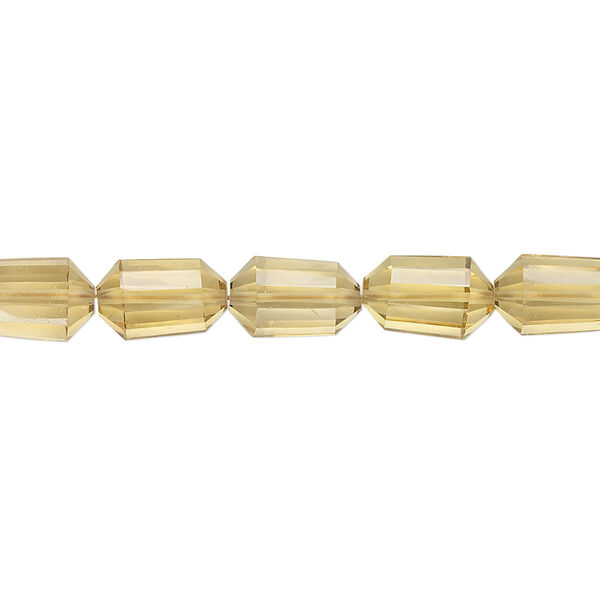 Bead, golden quartz (heated), 9x6mm hand-cut faceted capsule, B+ grade, Mohs hardness 7. Sold per pkg of 5. image number 0
