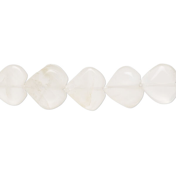 Bead, white moonstone (natural), 8-10mm hand-cut heart, B- grade, Mohs hardness 6 to 6-1/2. Sold per 15-1/2" to 16" strand. image number 0