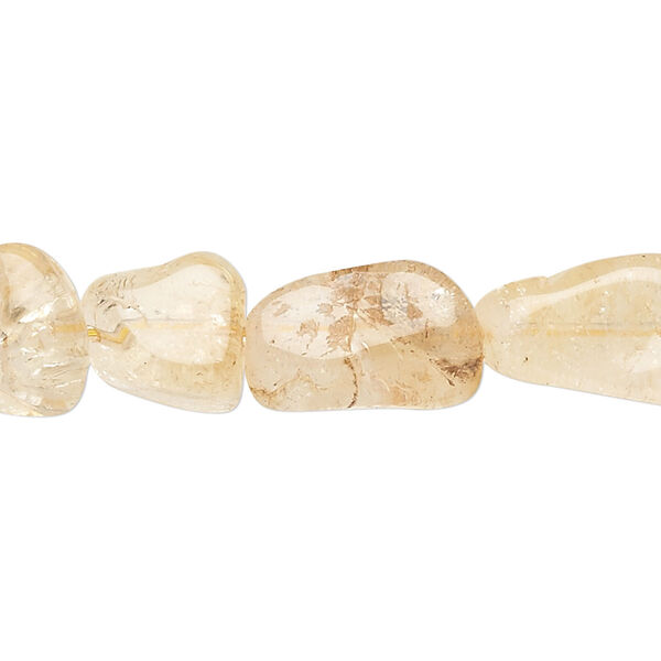 Bead, citrine (heated), small to medium flat nugget, Mohs hardness 7. Sold per 15-inch strand. image number 0