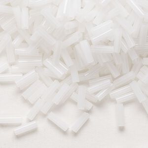 Bead, Preciosa Ornela Czech glass, bugle bead, pkg/500g, #3, opaque alabaster, (02090).