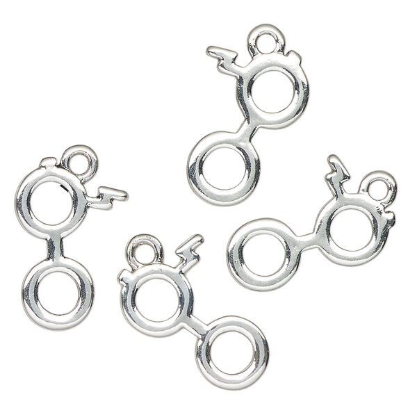 Charm, antique silver-finished "pewter" (zinc-based alloy), 17x16mm eyeglasses. Sold per pkg of 4. image number 0