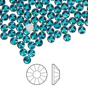 Flat back 1440pk blue zircon foil back, Preciosa Viva 12® Czech crystal rhinestone 3.8-4mm chaton rose round SS16