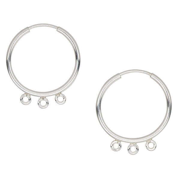 Earring hoop 1pkg2 sterling silver, 18mm / endless / 3 closed bottom loop, 21 gauge 1 pair image number 0