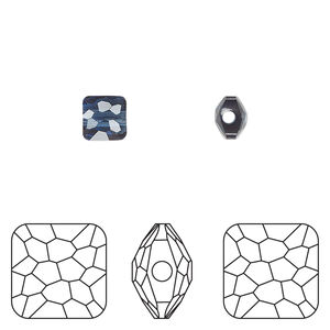 Bead 1pkg4 Montana, Crystal Passions® 6mm puffed square 5035