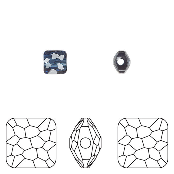 Bead 1pkg4 Montana, Crystal Passions® 6mm puffed square 5035 image number 0