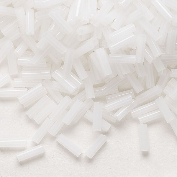 Bead, Preciosa Ornela Czech glass, bugle bead, pkg/50g, #3, opaque alabaster, (02090). image number 0