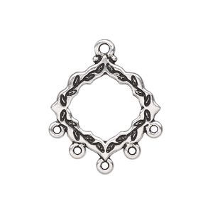 Connector, TierraCast®, antique silver-plated pewter, 22.5x21.5mm double-sided scalloped diamond with ivy cathedral design. Sold individually.