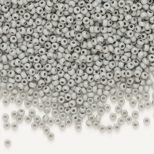 Seed bead, Preciosa Ornela Czech glass, 1pkg50g, 2.0-2.2mm rocaille, opaque matte terra dyed moonstone chalkwhite (06442) image number 0