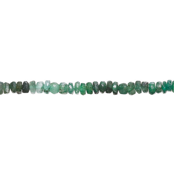 Emerald 1pkg1, hand-cut faceted rondelle bead C grade, 13 inch 3x1mm-3x2mm image number 0