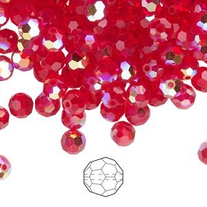 Bead 144pk light Siam AB, Preciosa Czech crystal 5mm round