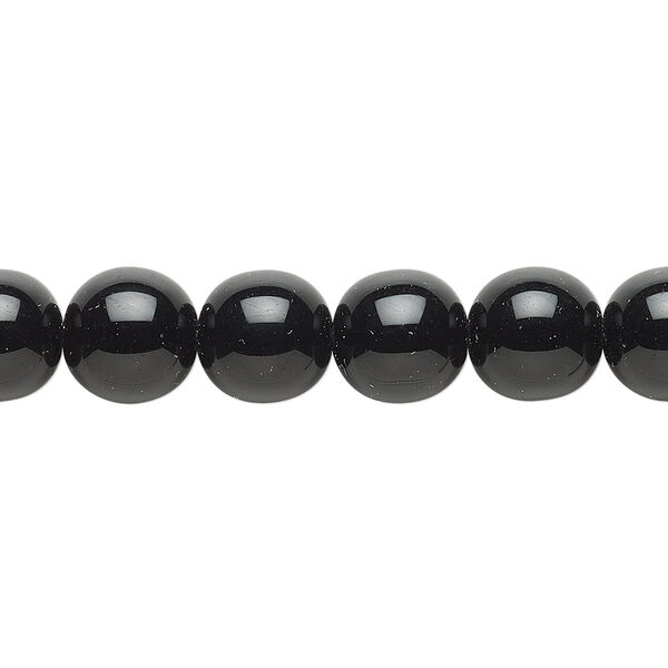 Bead, Czech glass druk, opaque black, 10mm round. Sold per 15-1/2" to 16" strand. image number 0